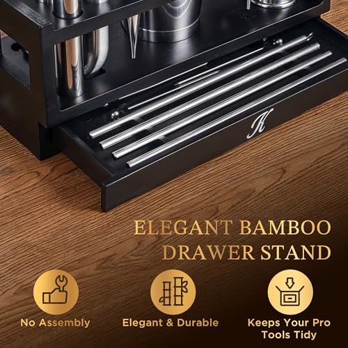 Professional 25-Piece Bartender Kit with Stainless Steel Shaker & Organizer Stand
