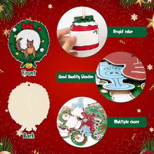 Christmas Vacation Funny Wooden Ornaments Set - 46Pcs Holiday Decor