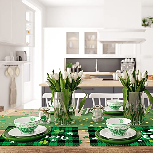 OBUSATT St. Patrick's Day Plastic Placemats Set of 6, Waterproof Table Mats
