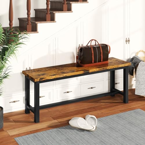 Industrial Dining Bench Set, Rustic Wood and Steel, 2-Piece, 38.5-Inch