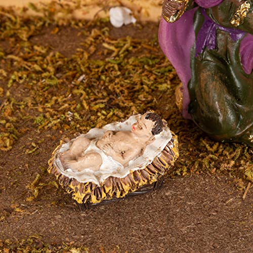 15.25-Inch Nativity Scene Stable with 9 Resin Figurines Christmas Decor