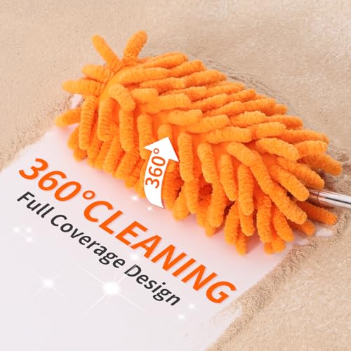 360° Bendable Microfiber Mini Duster with Extendable Pole, 10-30 Inches