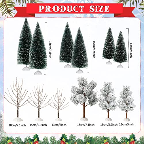 Sumind 12 Pcs Mini Christmas Village Snow Trees – Vivid Style