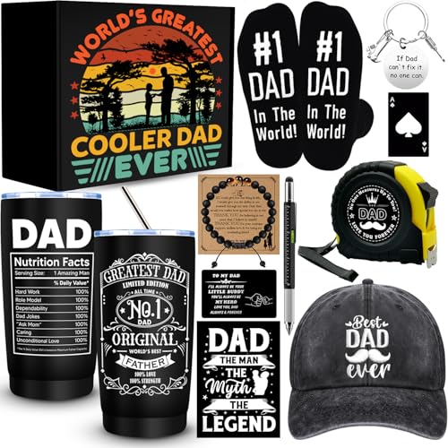 Dad Gifts Set with Tumbler Baseball Cap Keychain & More - Father's Day Gift