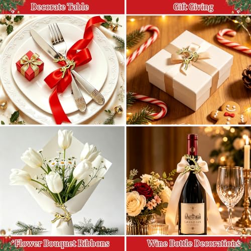 Legigo Set of 6 Gold Reindeer Napkin Rings for Christmas Table Decor