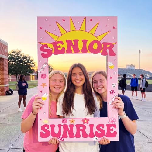 Pink Senior Sunrise Photo Booth Frame - Large 28x20 Inches for Group Photos