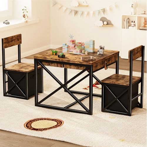 4-in-1 Kids Activity Table and 2 Chairs Set with Storage