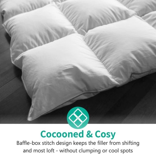APSMILE Down Feather Fibers Duvet Insert - Ultra-Soft All Season Comforter | Full/Queen Size, White 90x90