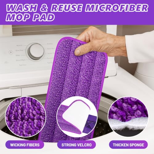 Spray Mop for Hardwood & Tile Floors with 3 Microfiber Pads & Refillable Bottle