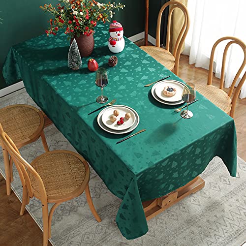 SASTYBALE 60 x 102 inch Green Christmas Tablecloth Rectangle with Tree & Gift Pattern