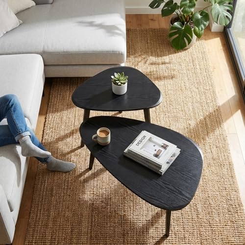 2-Piece Nesting Coffee Table Set, Mid-Century Modern Stacking Side Tables