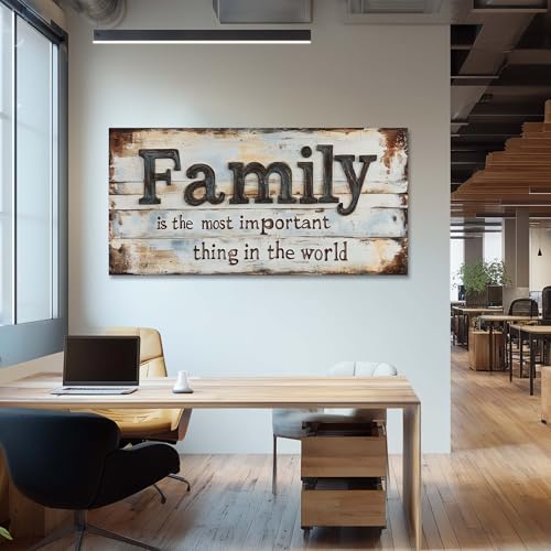 Family Quotes Canvas Wall Art - Rustic Farmhouse Decorative Print