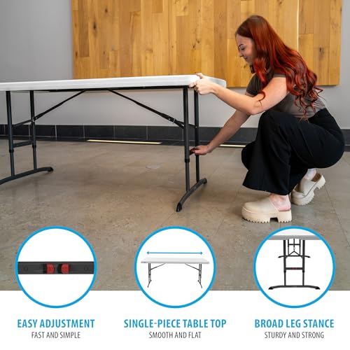 6-Foot Adjustable Height Folding Nesting Table - Durable Indoor Outdoor