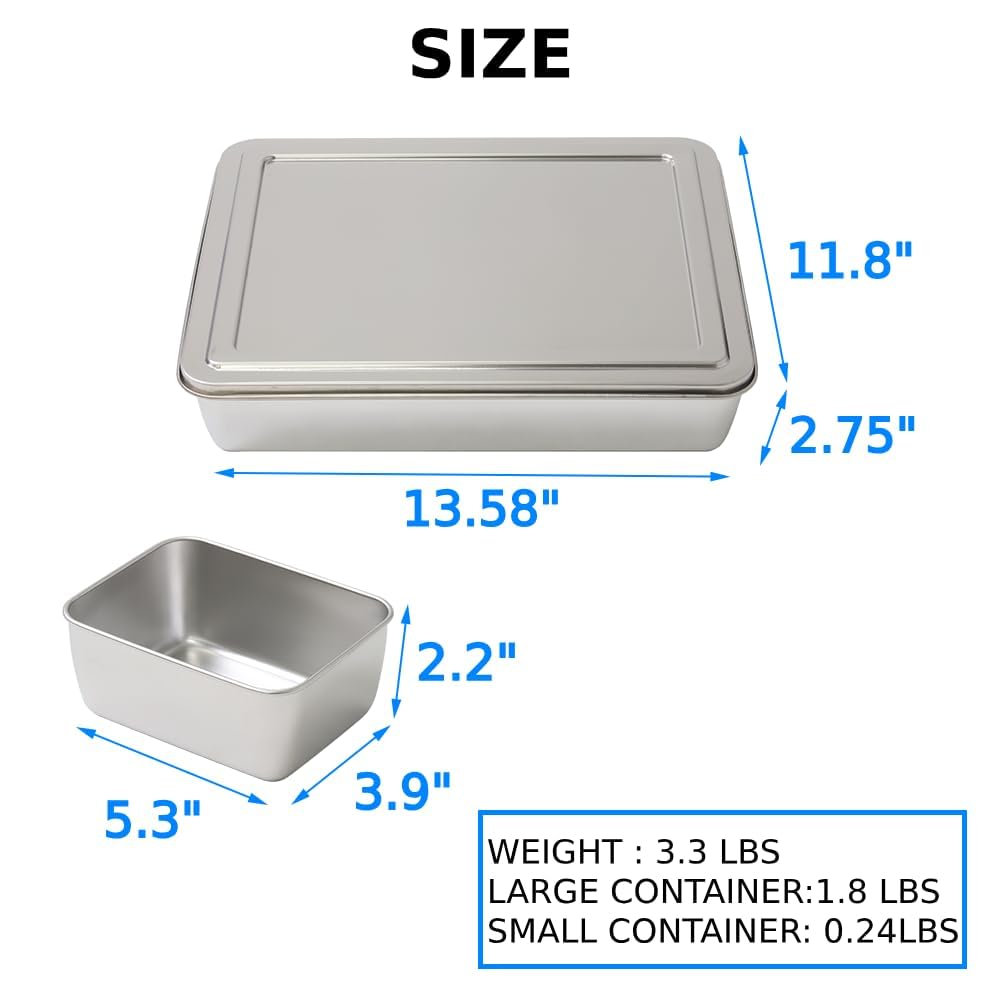 Japard Stainless Steel Seasoning Box with Lid, Food Storage Container with Tray Spice Organizer Jars, 6 Grids Spice Salt Sugar, Kitchen Utensils