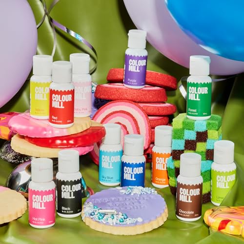 Oil-Based Food Coloring Set for Baking & Chocolate - 12 Colors (20ml)