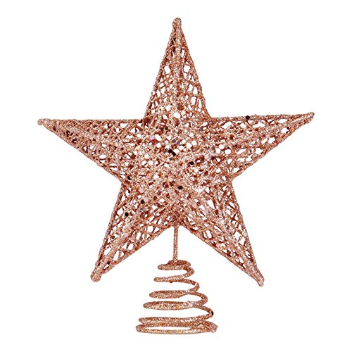 Glittering Iron Christmas Tree Star Topper - 20cm Festive Holiday Decor