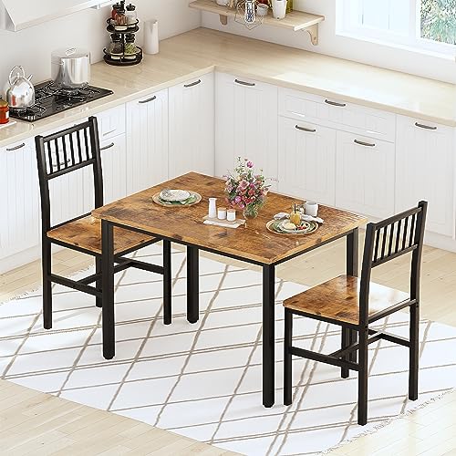 3-Piece Small Dining Table Set for 2, Compact Wooden Kitchen Table & Chairs