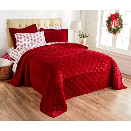 King Velvet Diamond Quilted Bedspread - Garnet
