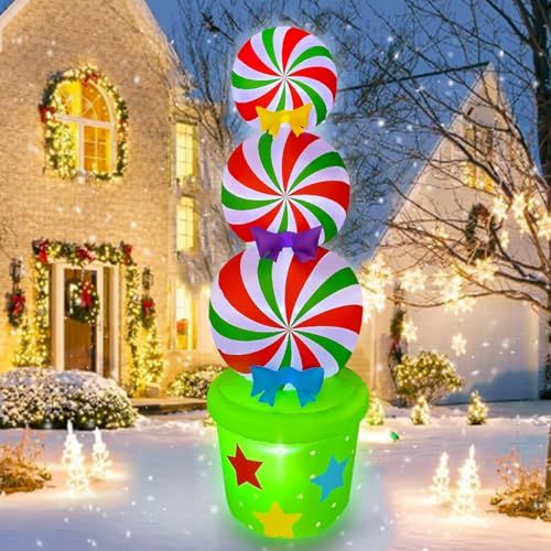 6FT Christmas Inflatable Candy Land Yard Decor with LED Lights Outdoor