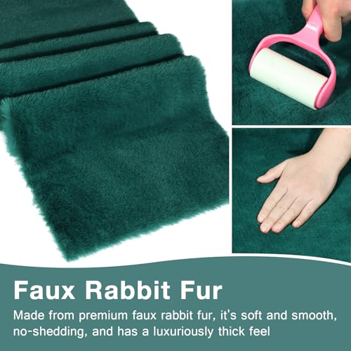 Emerald Green Faux Fur Table Runner 11.8in x 70.9in - Ultra Soft, Non-Shedding