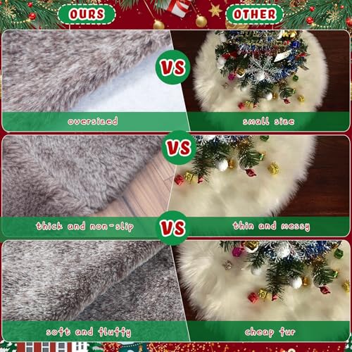 Jenaai 80'' Christmas Tree Skirt Faux Fur Brown, Classic