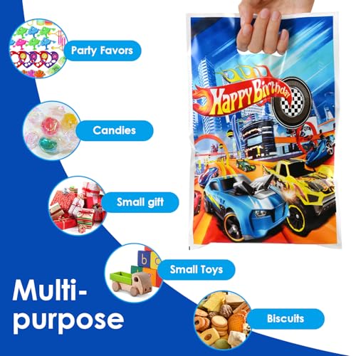 50 Pcs Racing Car Party Favor Bags - Birthday Treat Goodie Bags with Handle