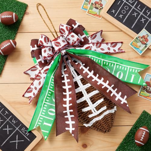 Lyrow Rattan Football Wreath Decor 9.84-inch Front Door Hanging Craft
