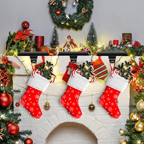 Heavy Duty Black Metal Christmas Stocking Holders for Mantle - Set of 4