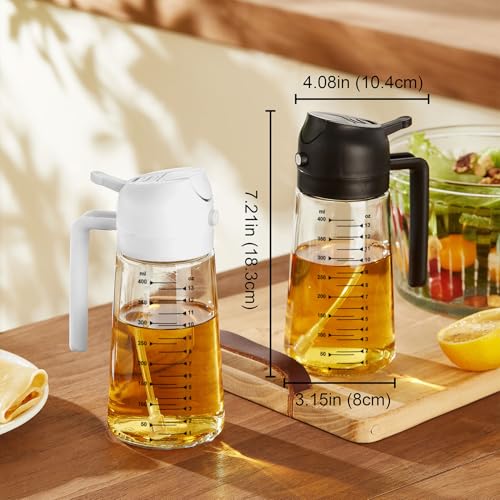 TrendPlain 16oz Black Glass Olive Oil Sprayer Dispenser for Kitchen & Air Fryer