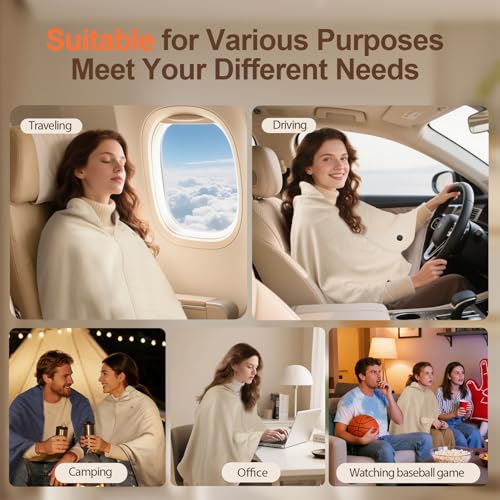USB Portable Heated Shawl Wrap with 3 Adjustable Heating Settings