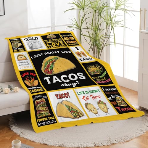 Yellow Taco Blanket 50x60 Ultra Soft Flannel Throw for Taco Lovers - Snapjet