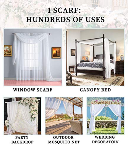 Caramel Gold Sheer Bed Canopy Curtains - 55 x 144 Inch Bed Scarves, Set of 2