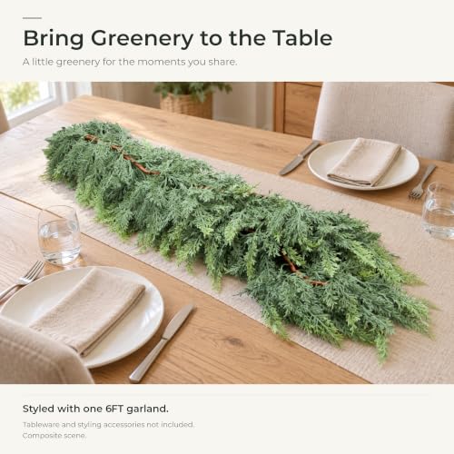 5ft Artificial Cedar Garland Christmas Decor, Real Touch Holiday Wreath