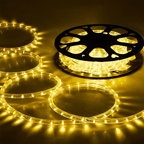 Jnaurb 100ft LED Rope Lights Outdoor Waterproof Warm White Tube Light