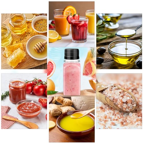 50 Pack 2oz Plastic Juice Shot Bottles with Leak-Proof Caps for Travel & Storage