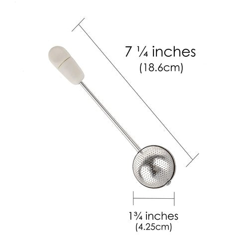 JANKOW Long handle Twisting Tea Strainers for loose tea, Stainless Steel Tea Infuser, Tea Steeper and Tea Infuser for Loose Tea(1Pc white))