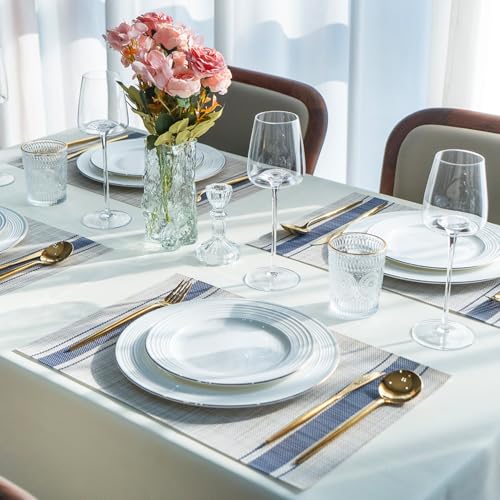 Woven Vinyl Placemats Set of 4 - Heat-Resistant Washable Dining Table Mats