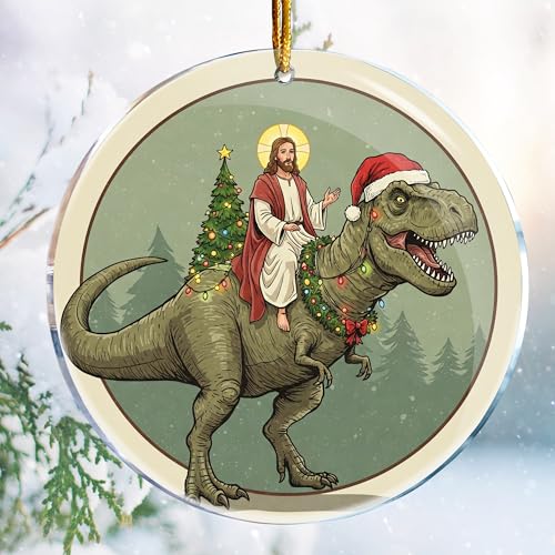Jesus T-Rex Dinosaur Christian Christmas Ornament Keepsake