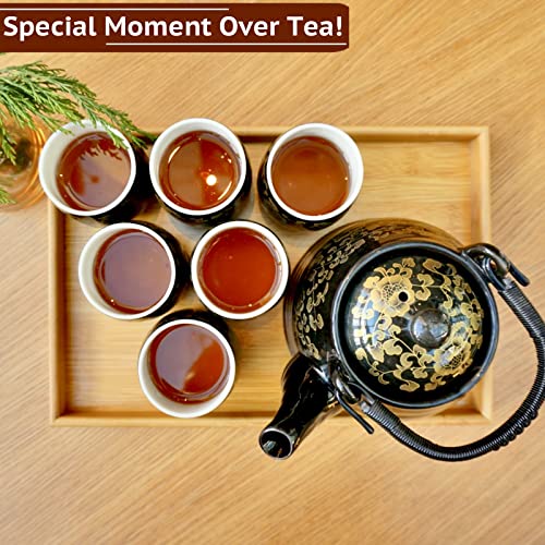 La Belle Vie Black Porcelain Tea Set with 6 Cups & Infuser – Elegant 6-Person Kitchenware