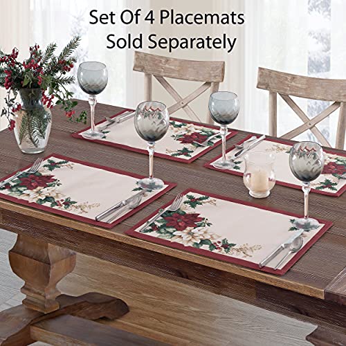 Newbridge Christmas Presley Red & White Poinsettia 60 x 144 Inch Rectangle Tablecloth