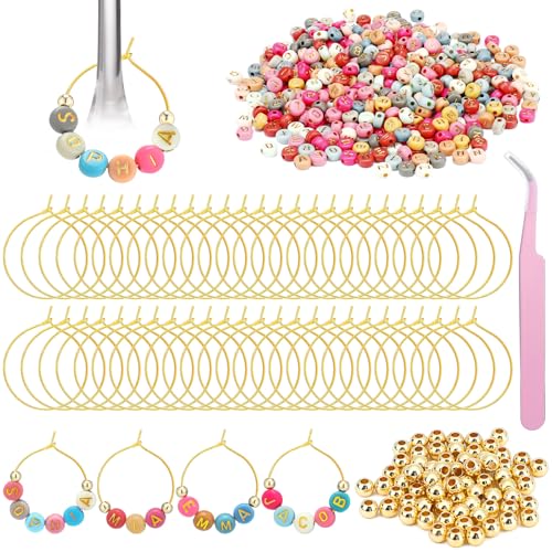 Personalized Wine Glass Charms Kit with Beads & Rings - DIY Party Accessories