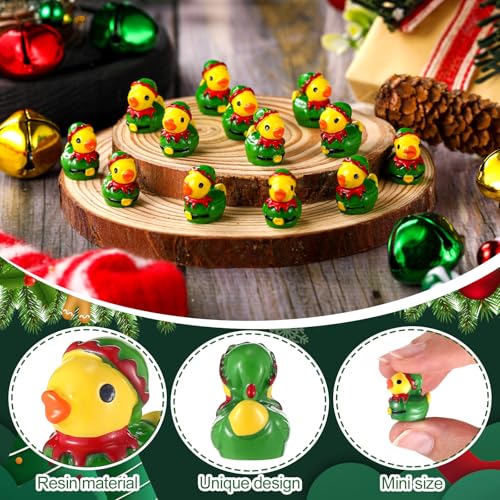 120 Pcs Elf Green Resin Ducks Miniature Figurines - Christmas Decor