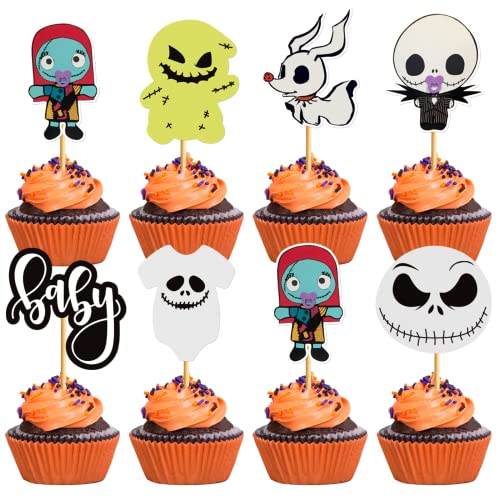 Halloween Cupcake Toppers 28pcs Ghost Skull & Baby Icons for Spooky Party