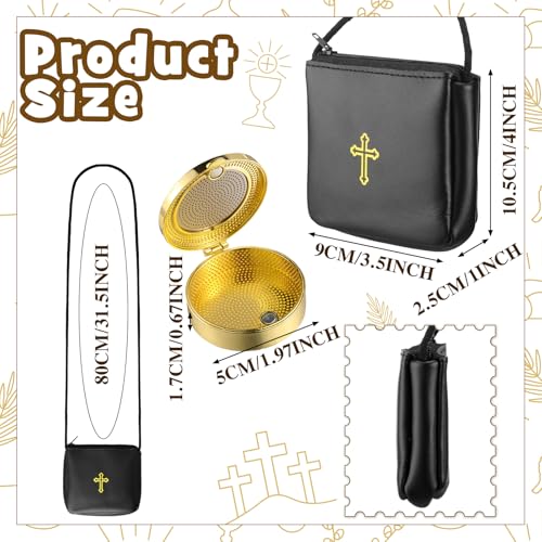 Communion Pyx Box and Cross Rosary Pouch Set with Shoulder Strap