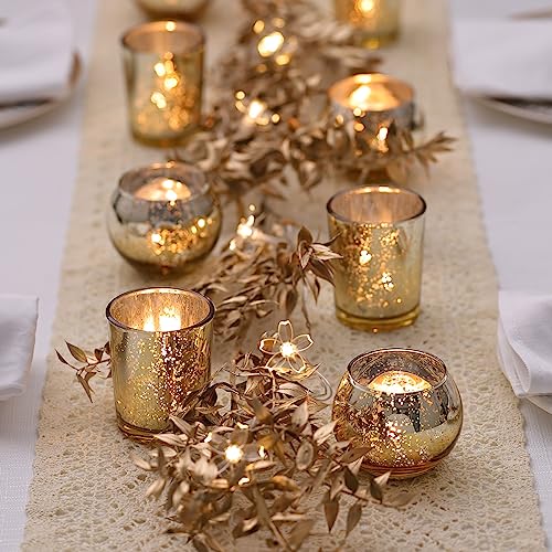 Gold Votive Candle Holders Set of 36 - Mercury Glass Tea Light Holders
