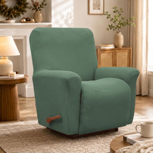 Washable Recliner Chair Cover, Stretch Slipcover for 24-37" Recliners, Greyish Green