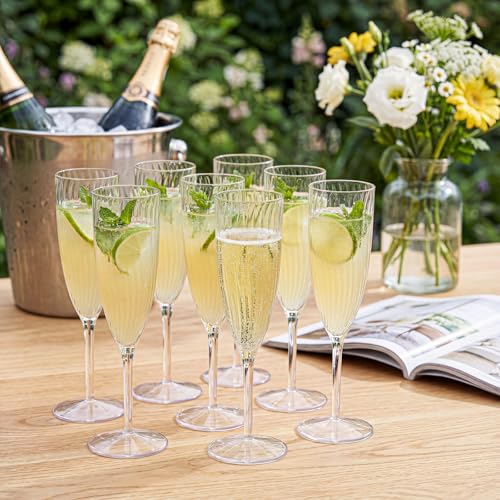 36-Pack Disposable Plastic Champagne Flutes - 6 oz Clear Toasting Glasses