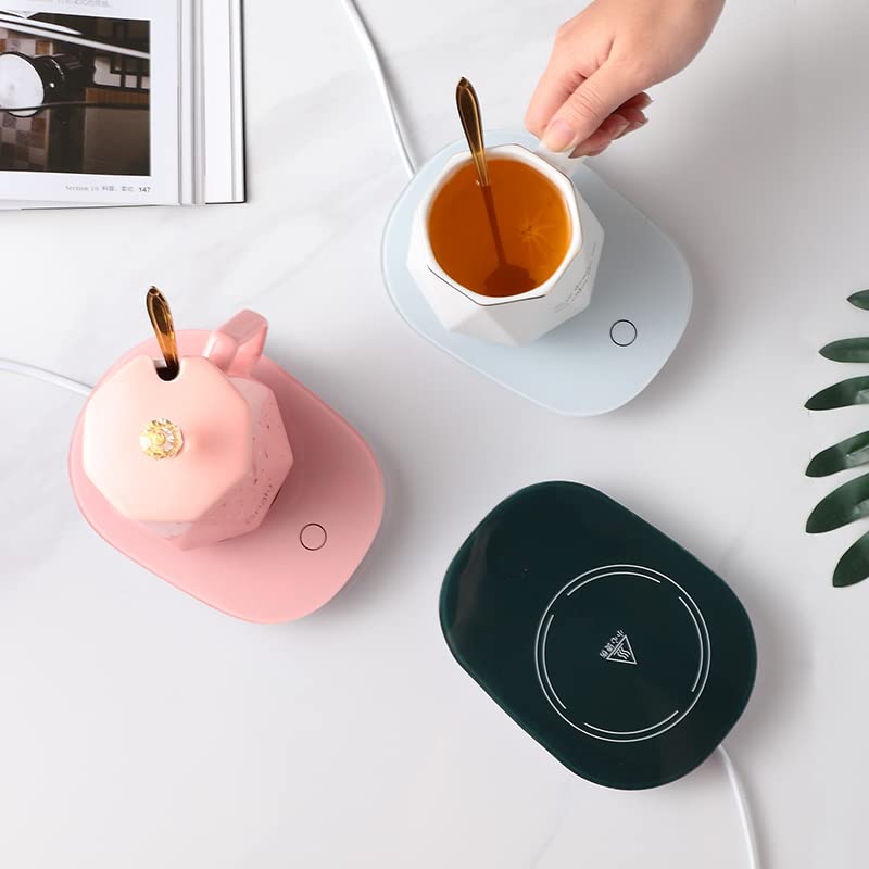 CGHWBEA Pink Coffee Warmer with Mug Set - Desk Heated Cup & Automatic Shut Off
