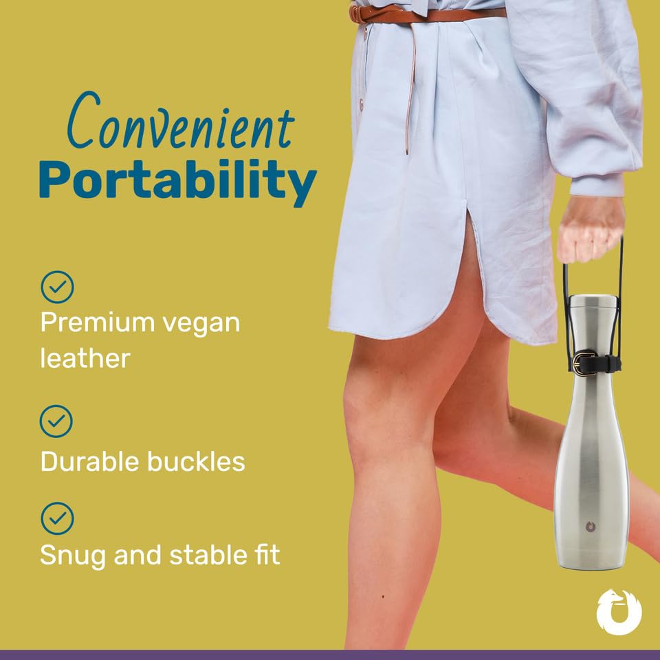 Snowfox Wine Carafe and Glass Set, Insulated Stainless Steel Carafe and Set of 2 Matching Wine Glasses, Dark Walnut