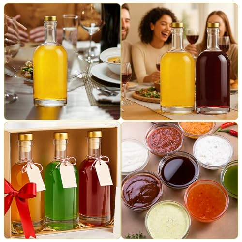 Clear Glass Bottles with T-Top Cork Stoppers 4 Pack 750ml